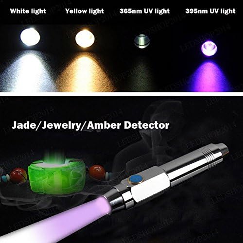 YRLED Stainless Steel Jewelry Jade Agate Detector Identification Lights Rechargeable LED Flashlight Torch Lamp Yellow Light + Purple Light