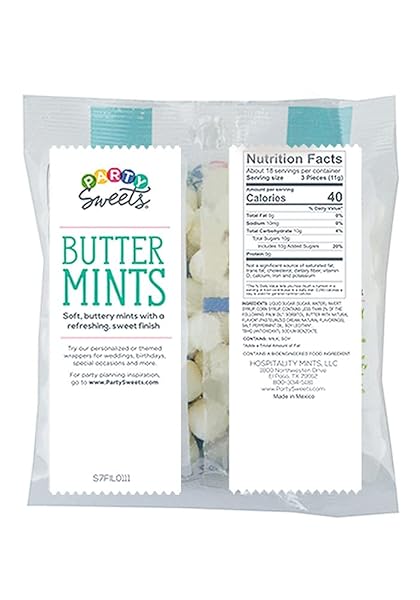 PARTY SWEETS WHITE BUTTERMINTS, 14 OUNCE, APPX. 100 PIECES FROM HOSPITALITY MINTS
