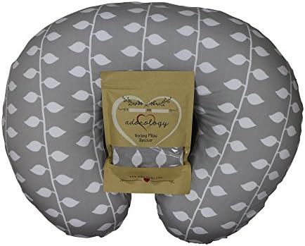 Organic Nursing Pillow Slipcover Gray Ivy Design Maternity Breastfeeding Newborn Infant Feeding Cushion Cover Case for New Moms