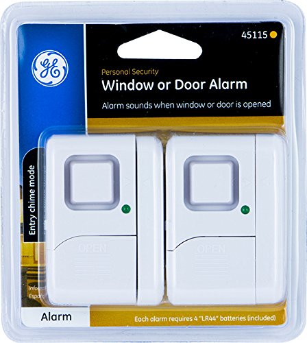 GE Personal Security Window and Door Alarm, 2 Pack, DIY Protection, Burglar Alert, Wireless Chime/Alarm, Easy Installation, Home Security, Ideal for Home, Garage, Apartment and More, 45115 White