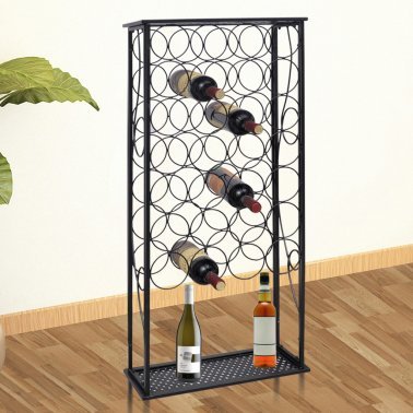 Elegant Metal Floor Standing Wine Rack Made Of Wrought Iron Can