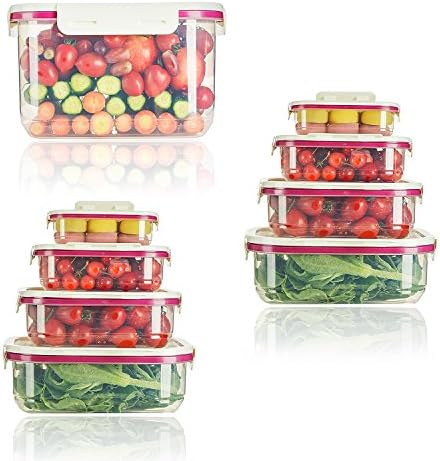 Food Storage Container Set with Airtight Silicone Lids 9 Pcs Conister Set Food Saver Containers Aukiee-2021