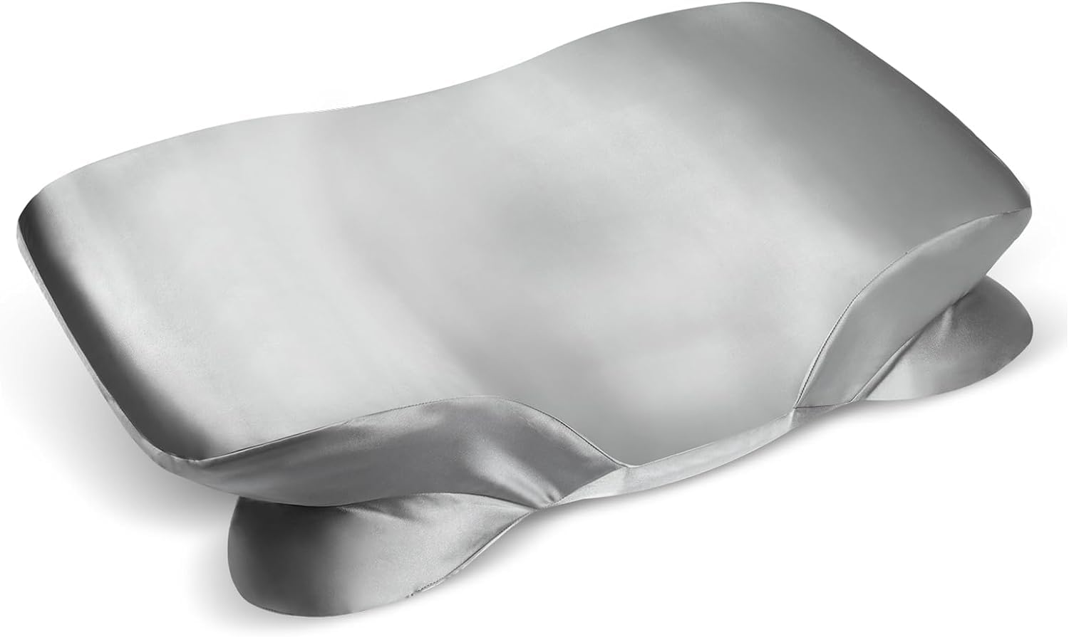 Zelimun Satin Pillowcase for Hair and Skin, Contour Pillow Cases for 60x40cm Cervical Pillow, Smooth & Soft for Sleeping Pillowcase, Pillow Cover with Zipper（Grey）