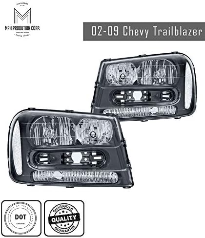 MPH 02-09 Chevy Trailblazer OEM Driver & Passenger Replacement Headlights Lamps Assembly