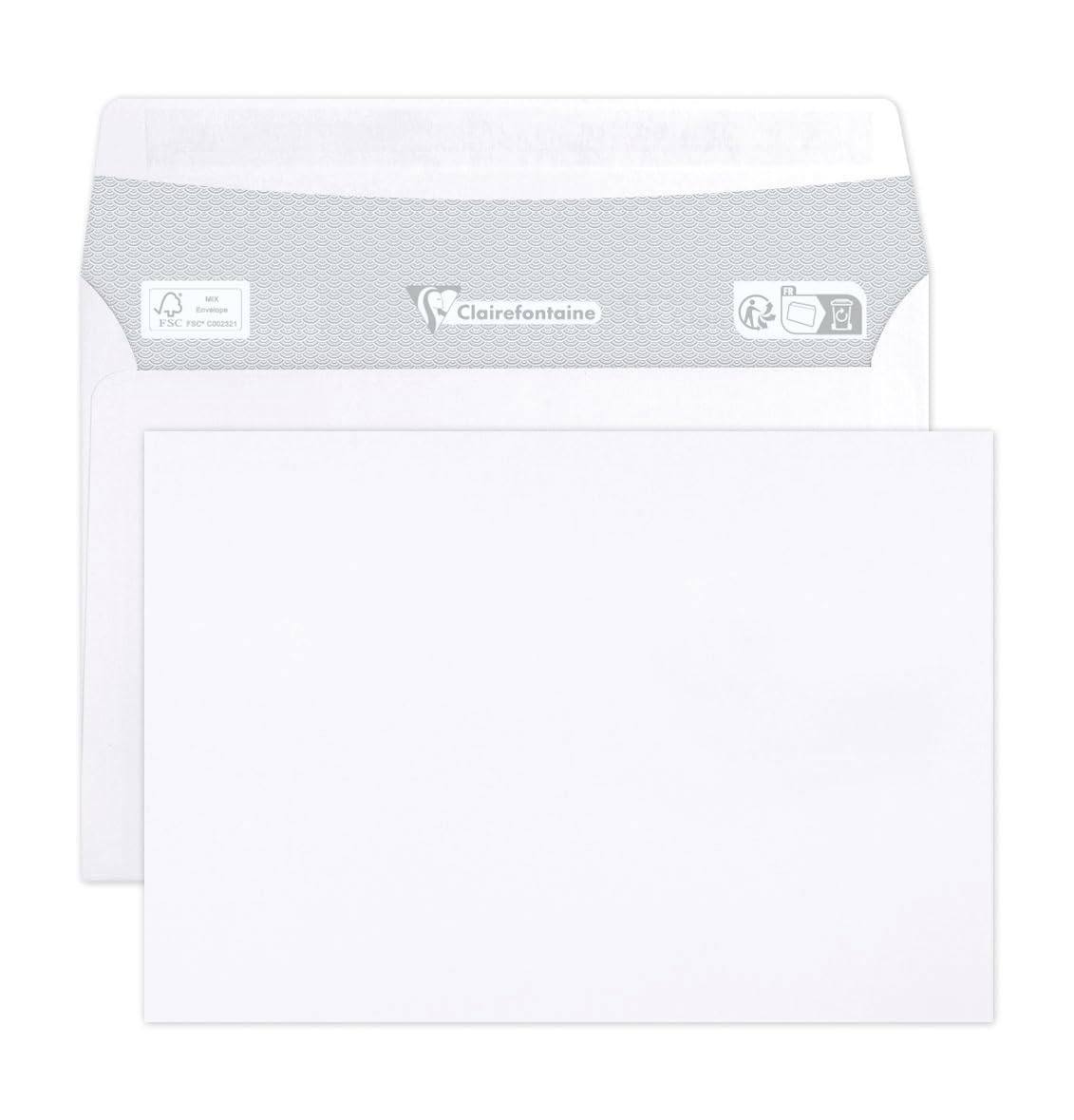 Clairefontaine 6916C - Box of 500 White Envelopes - Size: C6-114x162mm - Self-Adhesive - 90g/m² - White Colour - Correspondence - Manufactured in France