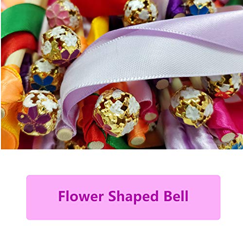 Hangnuo 30 Pack Ribbon Wands Wedding Streamers with Bells, Fairy Stick Wand Party Favors for Baby Shower Holiday Celebration, Mix Color #2 - Thumbnail 4