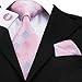 Hi-Tie Men Pink Blue Check Plaid Tie Necktie with Cufflinks and Pocket Square Tie Set