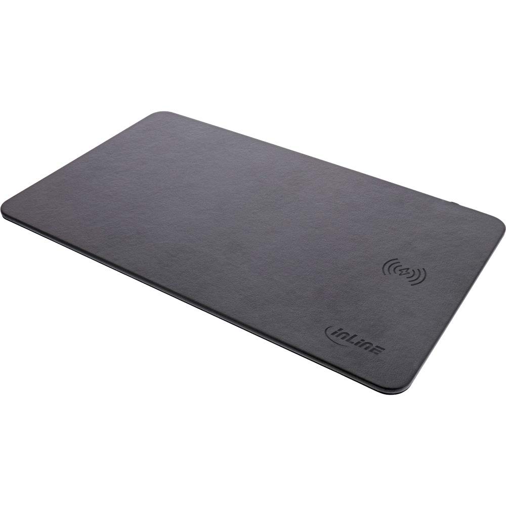 InLine® Mouse Mat Wireless Charging (Qi), Artificial Leather, 370 x 225 x 7 mm, Black