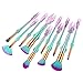 AprFairy 2017 Mermaid Makeup Brushes Set 10pcs with Pink Plaid Makeup Bag Ultra-soft Bristles Face Foundation Beauty Tools Blush Concealer Contouring Make Up Brush Kit - Green Pink Gradient