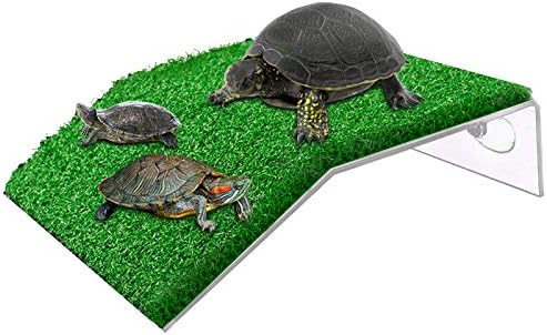 爬虫類 亀 かめ 浮き島 水槽台 ドック浮動 カメ桟橋 亀の日なたぼっこ台 水槽 60cm用 日光浴 水族館 吸盤 位置調整可 人工緑芝 落下しにくい 特別な風景 S