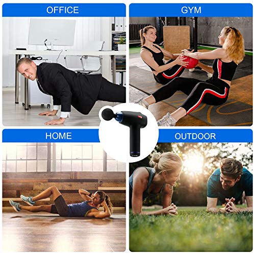 Deep Tissue Massage Gun, Rechargeable Handheld Percussion Massager, Portable Body Muscle Massage gun for Pain Relief and Back Muscle Soreness with 6 Massage Heads and 30 Speed High-Intensity Vibration