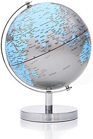 AyFUN Geographic Scout Political Swivel and Tilt Decorative World Globe， 6-Inch  (Silver-blue)