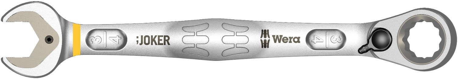 Wera 05020082001 Ratcheting Combination Wrench Joker 3" reversible/4x246mm, Yellow, 3/4"