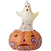 Enesco Jim Shore Heartwood Creek Ghost in Pumpkin Miniature Figurine, 3.94 Inch, Multicolor
