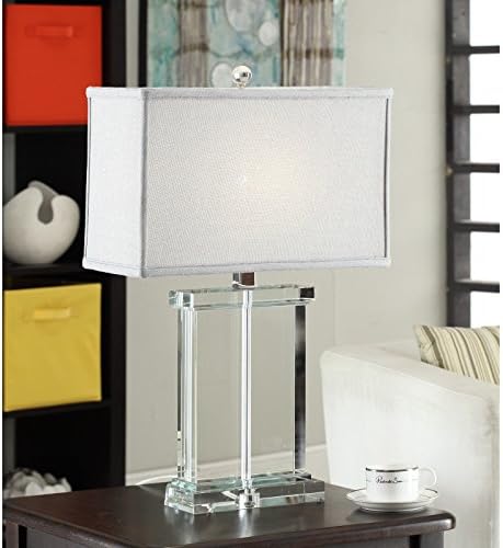 Siam Circus Crystal Rectangular Table Lamp with Grey Shade