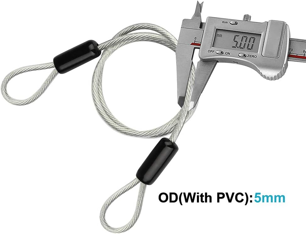 2.5 ft Security Cable Luggage Lock Safety Cable Wire with Double Looped Ends, 5mm Iron Galvanized PVC Coated Braided Security Cable Max. Load 220 lb (4 Pack) - - 