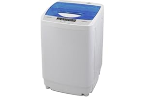 Panda 1.34 Cu.ft Portable Washing Machine, Fully Automatic Laundry Washer with Built-in Drain Pump, Top Load Clothes Washer 10 LBS Load Volume for Apartment and Household, Blue Transparent Lid