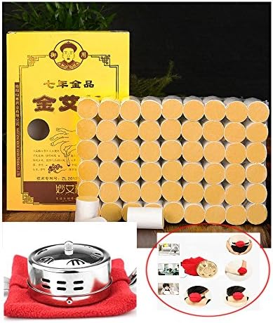 7-Years Purity 45:1 Ratio 54 Rolls Sticks Pure Moxibustion + 1 Stainless Steel Portable Smokeless Mugwort Moxibustion Moxa Box Round Shape Burner