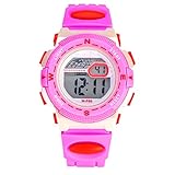AZLAND Waterproof Time Teacher Kids Children Girls Sports Digital Watches,Alarm,Chime,Stopwatch,Date/week/month,Silicon Strap, Pink