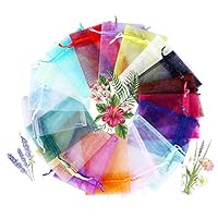 Lulonpon Mix Colour Gift Package 4x6 inch 100pcs Wedding Drawstring Bag Baby Bath Supplies Net Bag Gift Bag Candy Bag & Drawstring (100pcs,20Colors, 10 X 15 cm)