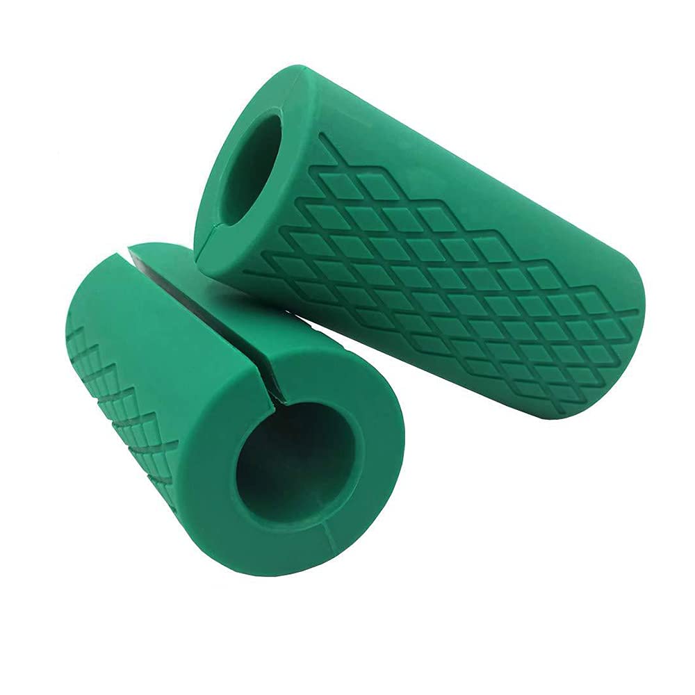 Grip Fat Bar,Dumbbell Fat Barbell Grip, Thick Bar Grips for Weightlifting Fitness Bar Handle Silicone Non-Slip Protective Pad,1 Pair of Green