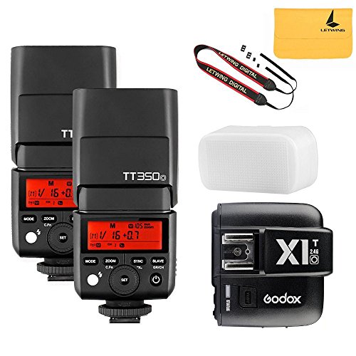 GODOX TT350o 2.4G HSS 1/8000s TTL GN36 2X Camera Flash Speedlite for Olympus / Panasonic Mirrorless Digital Camera+GODOX X1T-O TTL 1/8000s HSS 32 Channels 2.4G Flash Trigger Transmitter for Olympus
