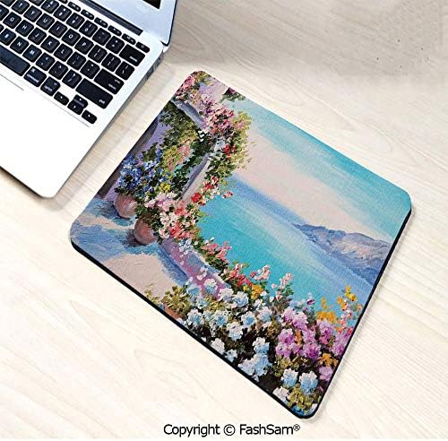 Desk Mat Mouse Pad Artwork with Blossoms Poppies in The Field in The Spring Seasonal Image for Office(W9.85xL11.8)