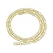 4mm 14k Gold Plated Flat Figaro Link Chain + Microfiber Jewelry Polishing Cloth