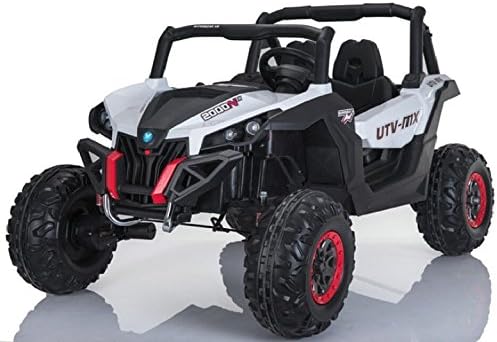 MINIMOTOTOYS White Buggy Electric Ride-On Car 24v w/ Parental Control, 4 Motor Drive, 2 Seater, MP3 + Bluetooth, LED Lights