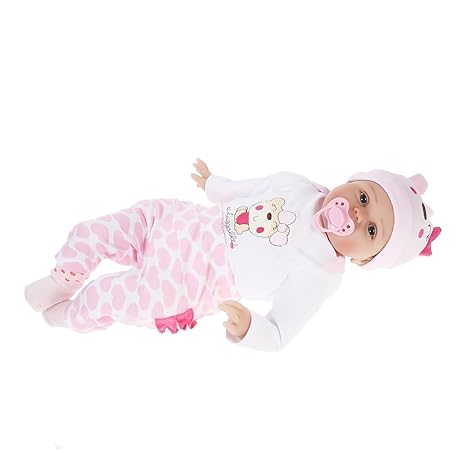 Walmeck-1 Walmeck Doll Reborn Doll Pp Cotton Filling Body with Rooted Hair Clothes Diaper Newborn Doll Boneca 22Inch 55Cm Lifelike Toy Pink Deer