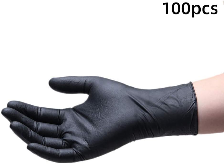 Newrys 100Pcs Universal Nitrile Latex Powder-Free Glove for Mechanic Working, Automotive or Tattoo Applications Black L
