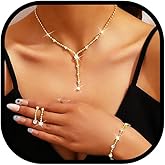 Zoestar Gold Prom Jewelry Set Rhinestone Bridal Necklace Earring Sets for Women