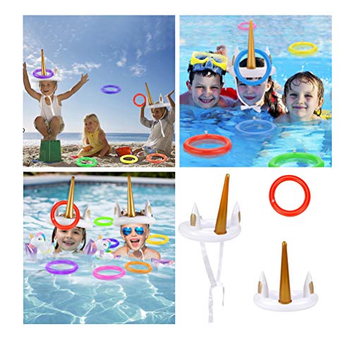 Inflatable Unicorn Ring Toss Game Hoop Toy Floating Swimming Ring for Pool Favor for Garden Party Beach Supplies Decor for Kids Funny Family Games - Thumbnail 5
