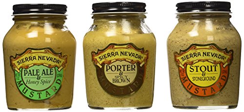 Sierra Nevada Mustard 3-Flavor Variety: One 8 oz Jar Each of Pale Ale & Honey Spice, Porter & Spicy Brown, and Stout & Stoneground in a BlackTie Box (3 Items Total)