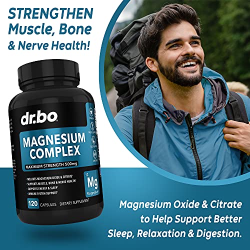 Magnesium Complex Supplement Capsules 500mg Support Energy