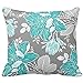 Chic Teal and Gray Floral Pattern Decorative Throw Pillow Cover Cushion Case Home Square 18 X 18 Inches Two Sides