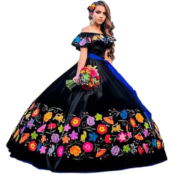 Amazon.com: HFAGEMV Satin Embroiderey Wedding Dresses Mexico Off The  Shoulder Ball Gowns Prom Masquerade Party Dress Royal Blue Custom Made :  Clothing, Shoes & Jewelry