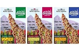 Andean Dream Organic Vegan Gluten Free Quinoa Pasta 3 Flavor Variety Bundle: (1) Andean Dream Shells, (1) Andean Dream Fusilli, and (1) Andean Dream Macaroni, 8 Oz. Ea.