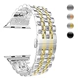 Aizilasa Apple Watch Band 42mm, Stainless Steel iWatch Replacement Band, Adjustable Metal Wristband Strap With Butterfly Clasp for Apple Watch Series 2 Series 1 Sport and Edition (Gold)