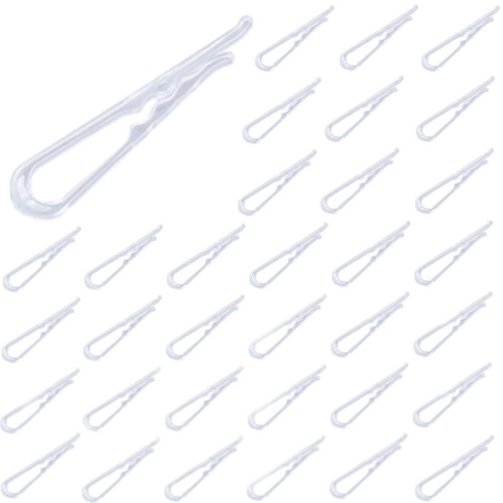 LAIYOHO 200Pcs Clear Plastic U Shape Alligator Clips, Strong Grip Garment Clips for Shirts, Ties, Socks & Trousers