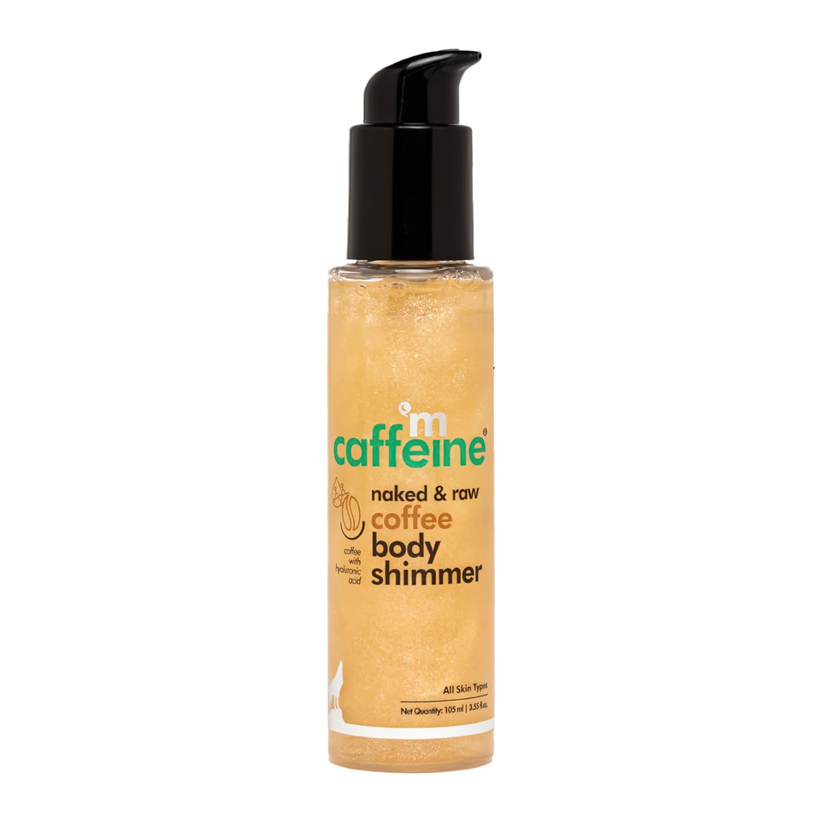 mCaffeine Coffee Body Shimmer - Water-Based, Non-Greasy Formula - Oil-Free Hydration - Matte Finish for All Skin Tones - 100 ml