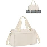 Small Gym Bag, Mini Gym Bag for Women with Yoga Mat Holder and Wet Compartment, Cute Small Yoga Mat Bag with Water Bottle Pocket for Workout Dance, Beige