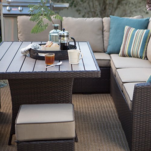 Dark Brown Modern All Weather Wicker Aluminum Sofa Sectional Patio