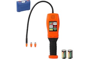KAISAL Refrigerant Leak Detector HVAC R134A R410A R22 Freon Leak Detector 6 Adjustable Sensitivity Halogen Gas Leak Detector, AC Sniffer with Environment Reset Function, Sound & Light Alarm, 14" Probe Tube