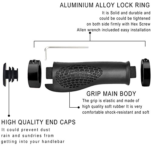 image for HOMEE Bike Handlebar Grips, Non-Slip-Rubber Bicycle Handle Grip with A