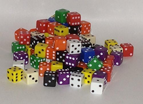100 x 7mm opaque Plastic dice (Assorted)