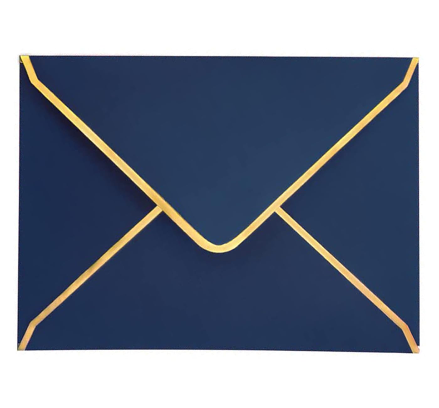 LYHLYA Pack of 50 Blue Luxury Envelopes, 18.5 x 13.5 cm, Miniature V-Flap Envelopes with Gold Foil Edge for Weddings, Invitations, Party, Greeting Cards