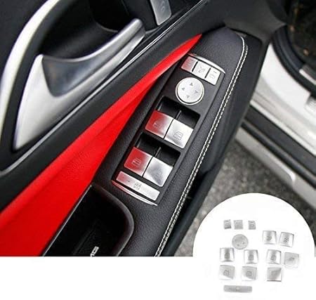 Amazon インテリア 車 ドア ウィンドウ スイッチ ボタン トリムカバー 14ピース メルセデスベンツ Gla クラス X156 13 18用 Bongzuo ドアトリム 車 バイク