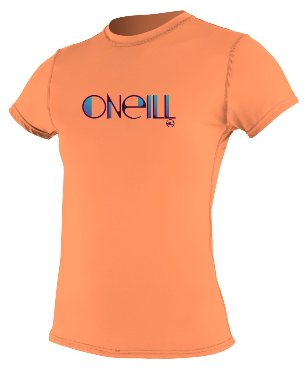 O'Neill Women's Skins Short Sleeve Rash Guard Nylon Elastane T-Shirt - Sorbet, Medium