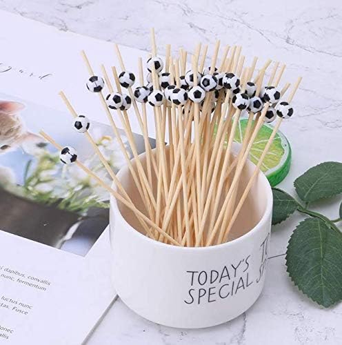 AILEXI Cocktail Sticks 100 Counts Wooden Toothpicks Party Supplies frill finger food fruits sandwich nibbles - Football - Image 3
